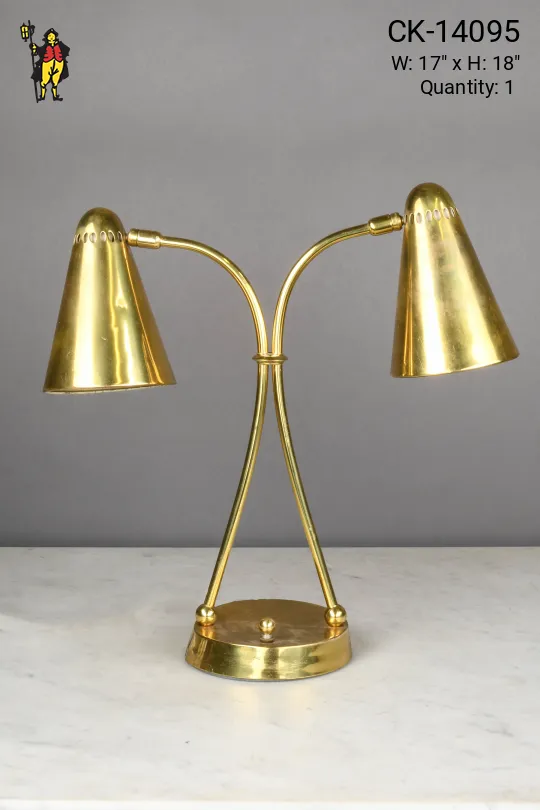 Brass Two Light Directional Desk Lamp