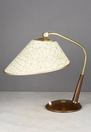 Wood & Brass Mid Century Desk Lamp