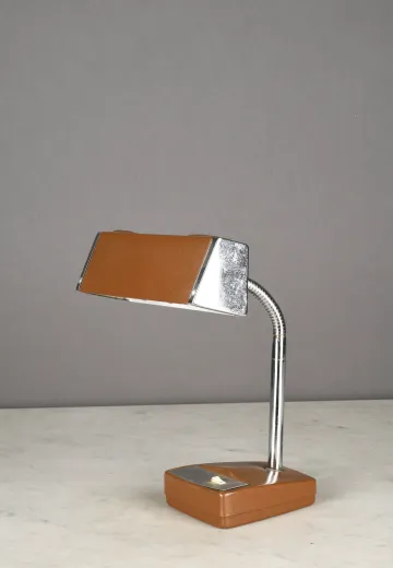 Brown & Chrome Gooseneck Desk Lamp