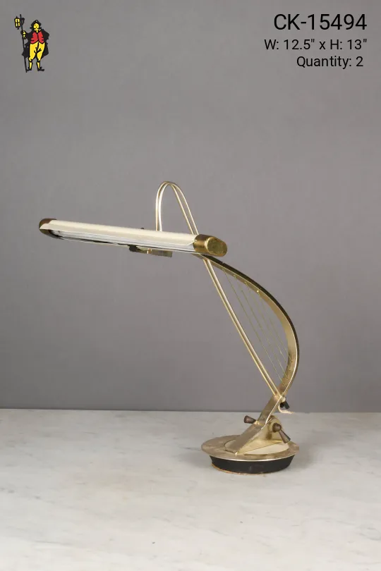 White & Brass Mid Century Desk Lamp