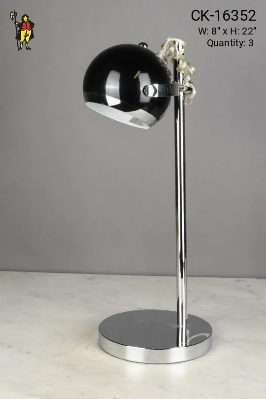Polished Nickel & Black Mid Century Desk Lamp