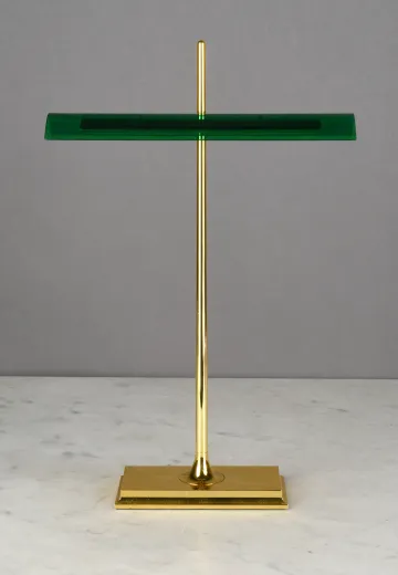 *LED* Brass & Green Shaded Desk Lamp