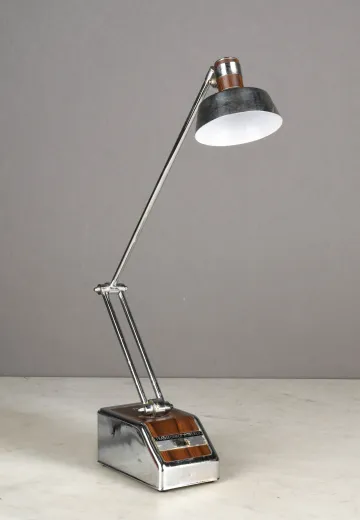 Nickel w/Wood Accent Mid Century Task Lamp