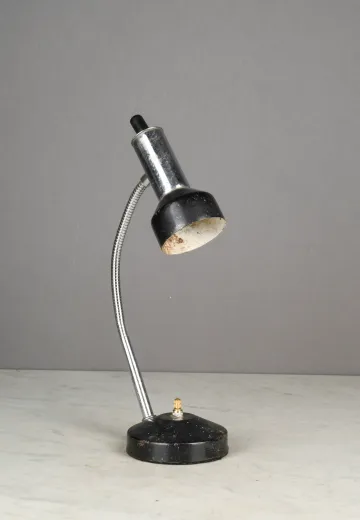 Distressed Black & Nickel Gooseneck Desk Lamp