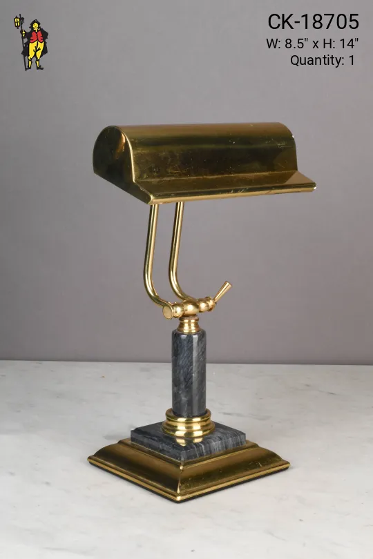 Black & Polished Brass Metal Shaded Desk Lamp