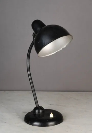 Black Metal Shaded Fixed Desk Lamp
