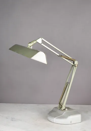 Green Industrial Two Fluorescent Bulb Desk Lamp
