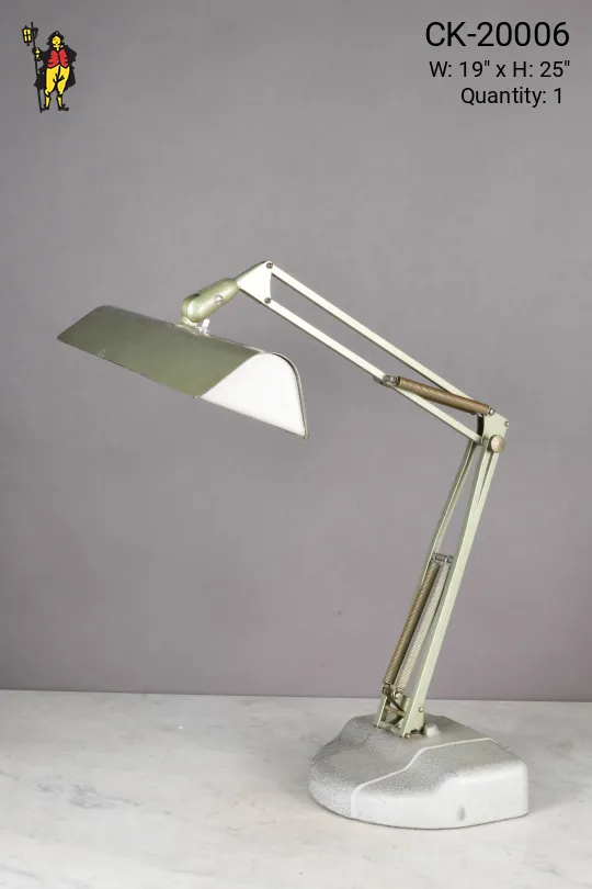 Green Industrial Two Fluorescent Bulb Desk Lamp