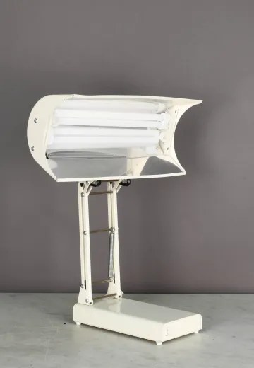 Off White Oversize Industrial Desk Lamp w/Articulating Head