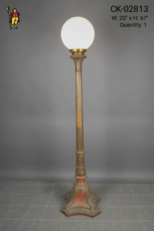 Wooden Column Floor Lamp w/Globe or Torchiere Shade