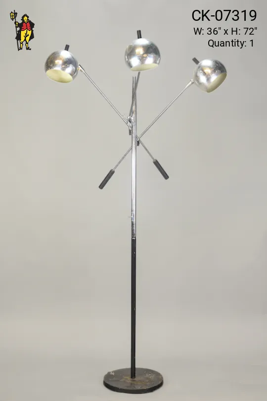 Three Arm Polished Nickel Floor Lamp