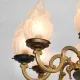 Large Brass Floor Lamp w/Flame Glass Shades #0