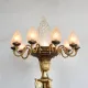 Large Brass Floor Lamp w/Flame Glass Shades #1