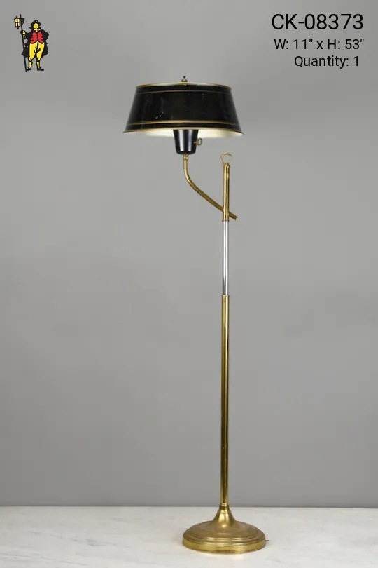 Black & Brass Adjustable Mid Century Floor Lamp
