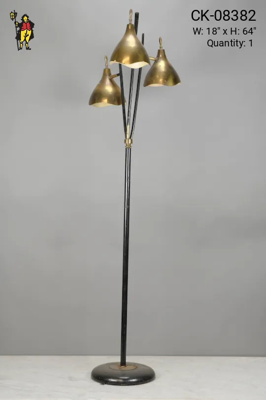 Brass Three Light Floor Lamp