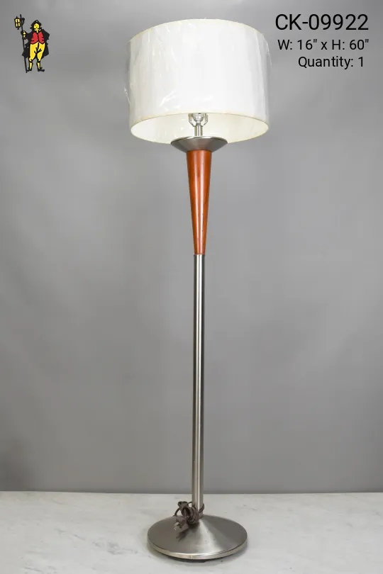 Nickel & Wood Floor Lamp