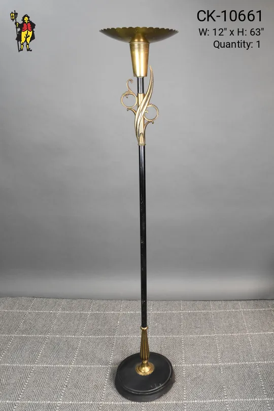Art Deco Black & Brass Torchiere