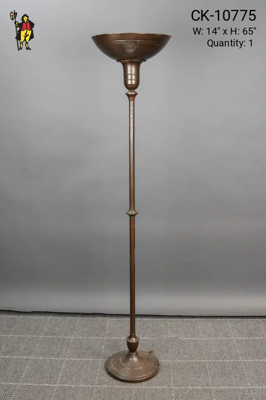 Bronze Metal Shaded Round Torchiere