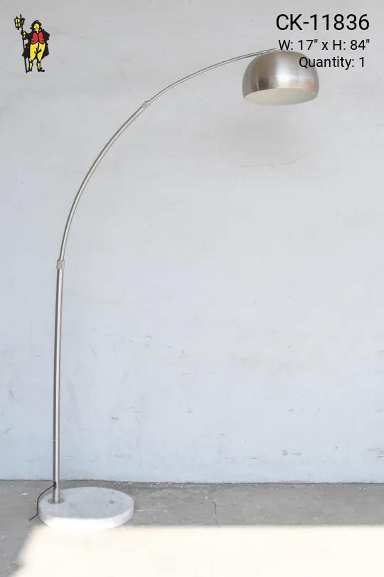 Modern Nickel Arc Floor Lamp w/Marble Base