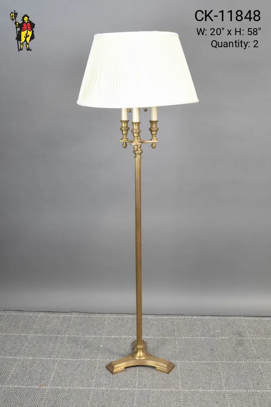 Three Candle Traditional Brass Floor Lamp