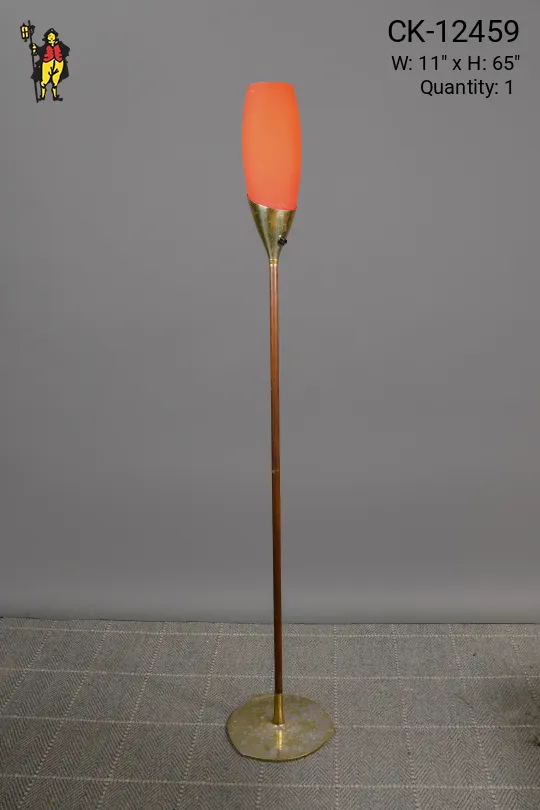 Mid Century Red Glass Shaded Torchiere