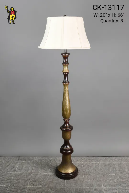 Wooden Traditional Floor Lamp w/Painted Gold Accents