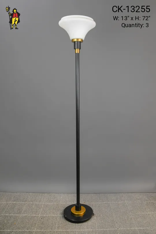 Black & Brass Modern Torchiere