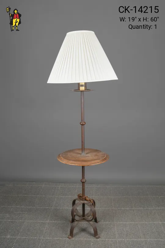 Metal Footed Pole Floor Lamp w/Wooden Table