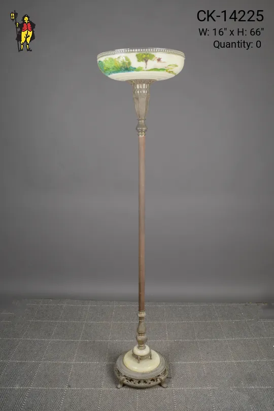 Antique Brass & Marble Torchiere