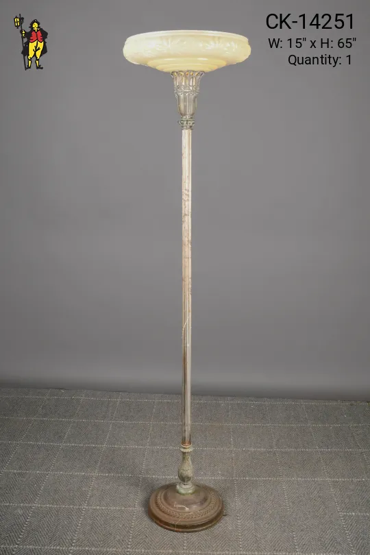 Distressed Antique Brass Torchiere