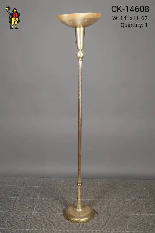 Distressed Nickel Metal Shaded Torchiere