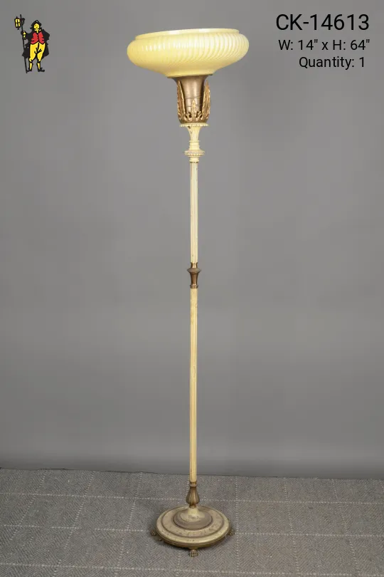Painted White & Brass Torchiere