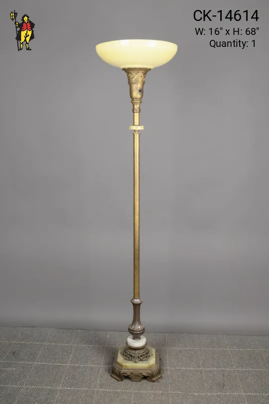Brass & Marble Footed Torchiere