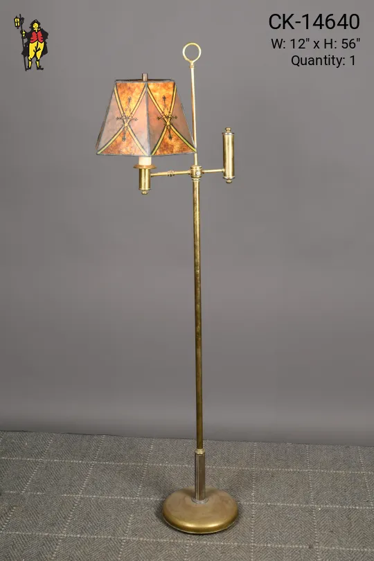 Mica Shaded Single Candle Brass Floor Lamp