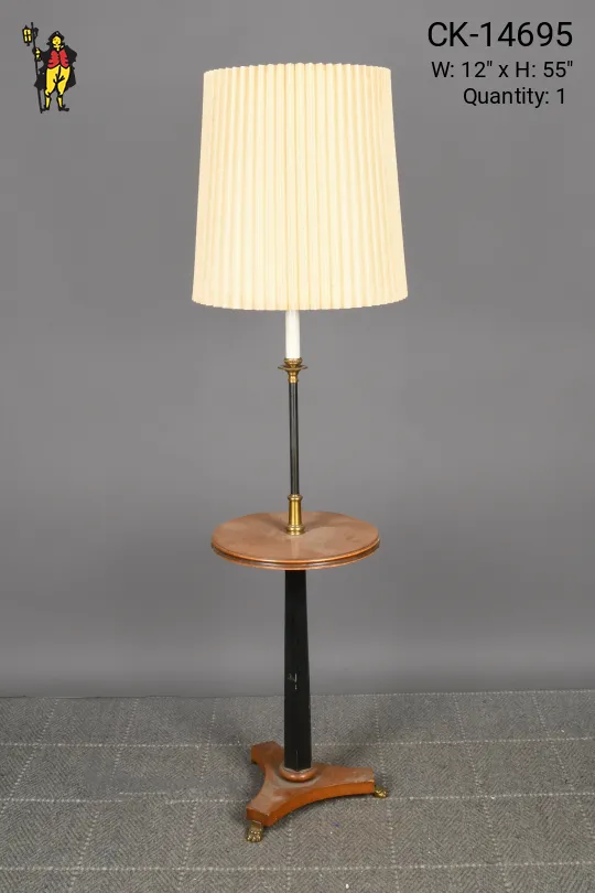 Black Wooden Table Lamp w/Round Table