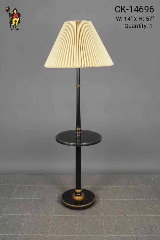 Black Wooden Table Lamp w/Black Wooden Table