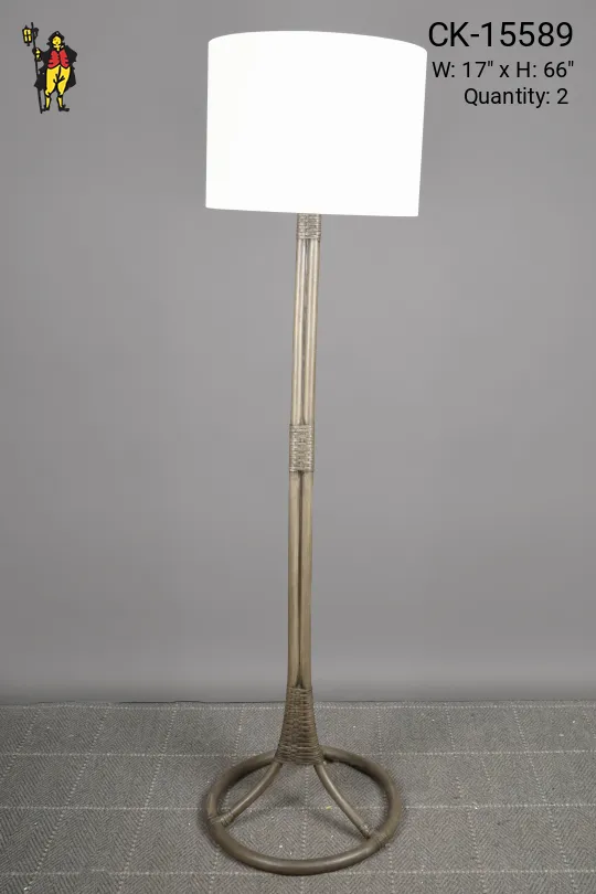 Painted Gray Wooden Floor Lamp