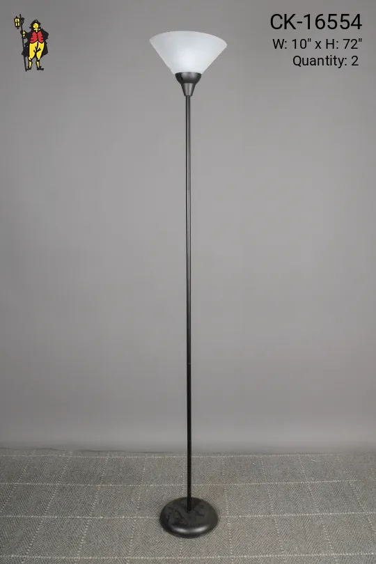 Black Modern Torchiere w/Plastic Frosted Shade