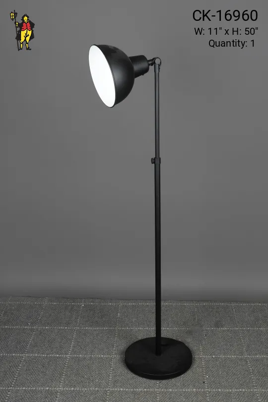 Black Adjustable Metal Shaded Floor Lamp