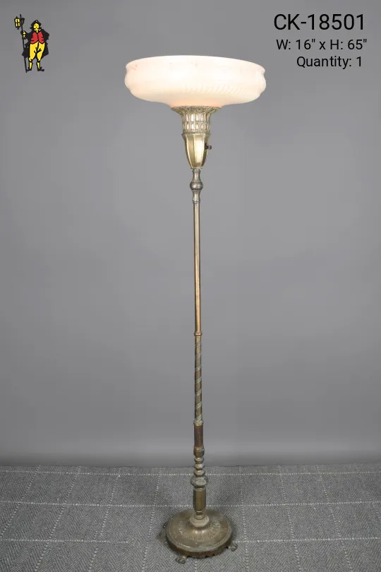 Vintage Antique Brass Torchiere w/Swirl Pattern