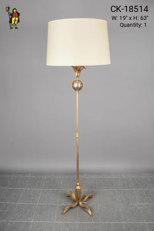 Brass Footed Floral Floor Lamp