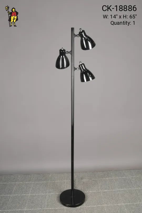 Black Three Light Adjustable Floor Lamp