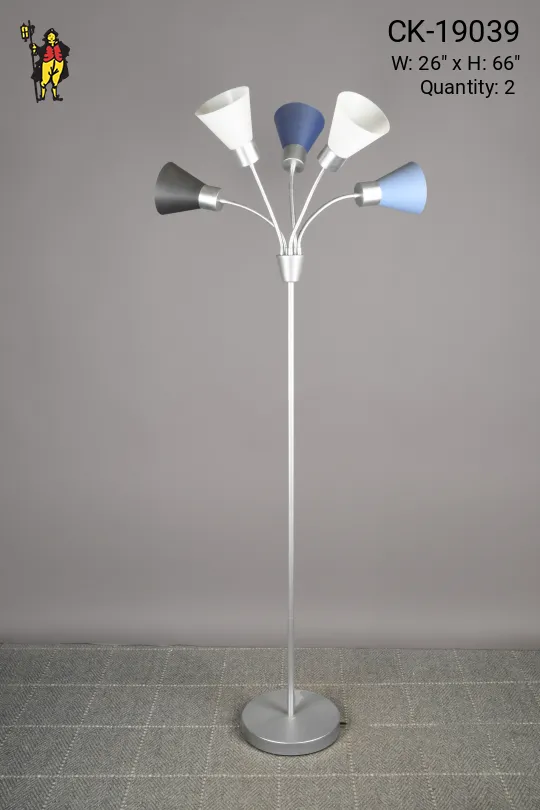Modern Five Light Gooseneck Plastic Shaded Floor Lamp