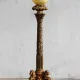 Black & Gold Painted Wooden Carved Torchiere (Also Available w/Glass Globe Shade - See Picture) #0