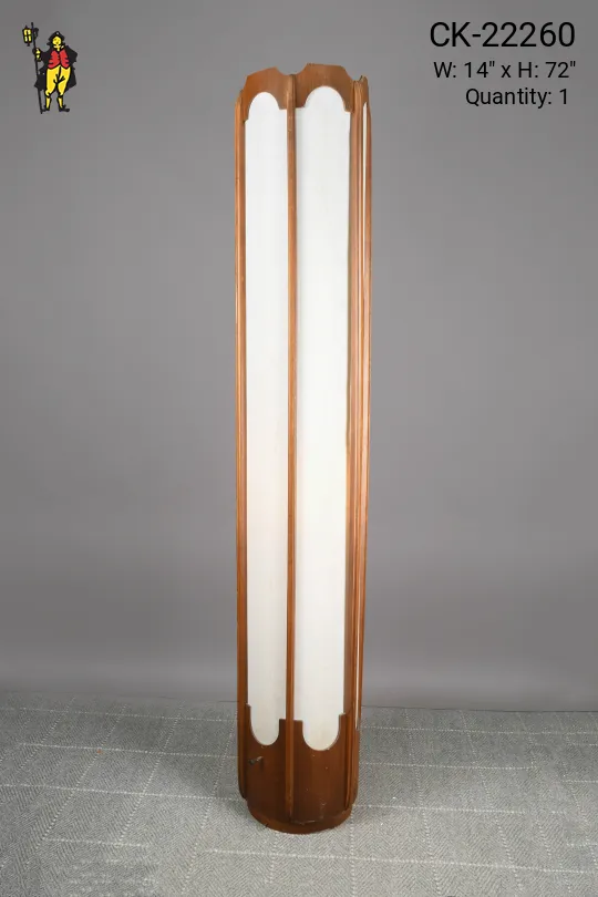 Wooden & Fabric Shaded Tall Mid Century Floor Lamp (Signs of Distress on Shades)