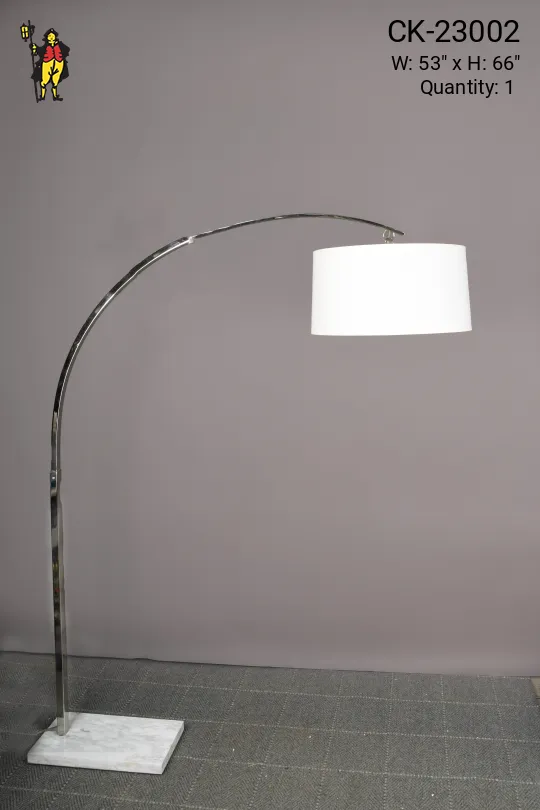 Modern Nickel Arc Floor Lamp w/Marble Style Base