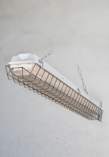 4' White Vapor Proof Fluorescent w/Prismatic Lens & Cage (Available as Hanging or Flushmount)