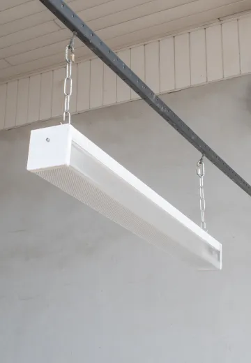4' Two Bulb Fluorescent w/Square Prismatic Lens (Available as Hanging or Flush Mount)