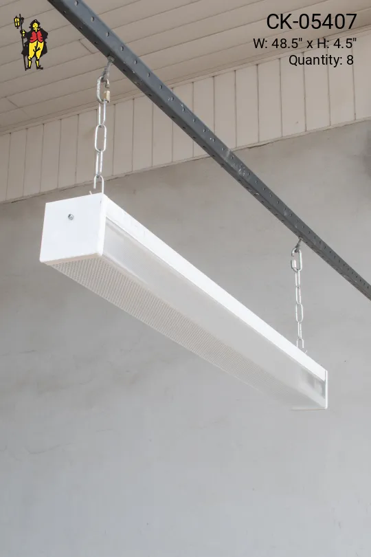 4' Two Bulb Fluorescent w/Square Prismatic Lens (Available as Hanging or Flush Mount)
