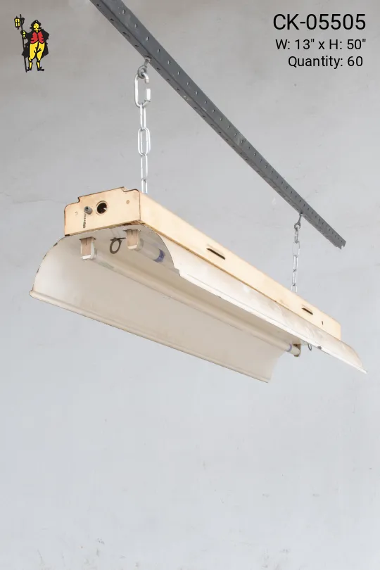 4' Two Bulb Hanging Vintage Warehouse/Shop Fluorescent Fixture w/Deep Flaps (Available as Hanging or Flush Mount)